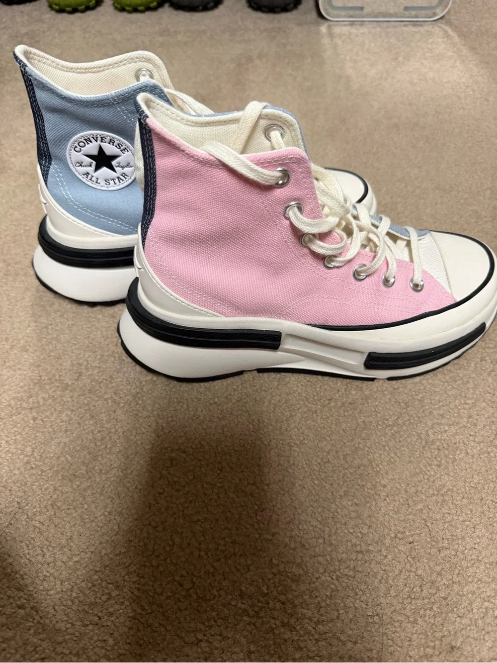 Converse Two-Tone Canvas High Top Sneakers - Pink & Light Blue